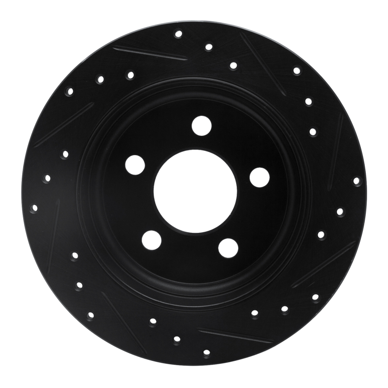 Jeep Liberty Brake Rotor (1) - Rear Left - R1 Concepts - Drilled & Slotted - Black - `03-`07